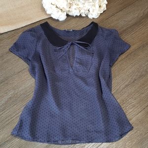 Blue Sheer Blouse w/ Collar